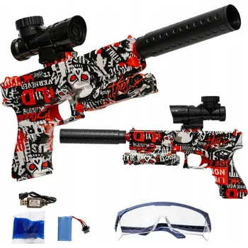 Dětská zbraň AUTOMATICKÁ PISTOLE NA GELOVÉ KULIČKY S TLUMIČEM - ELEKTRICKÁ A BEZPEČNÁ