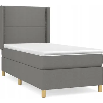 Postel Kontinentální postel tmavě šedá 203 x 93 x 118/128 cm s matrací 90 x 200 cm