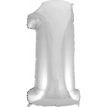 Balónek Fóliový balónek B&C Číslice 1 stříbrná, 92 cm