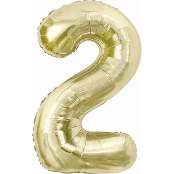 Balónek BALÓNEK ČÍSLICE 2 FÓLIOVÝ ŠAMPAŇSKÝ NA HELIUM 85 CM