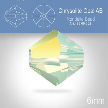 PRECIOSA Bicone MC BEAD (sluníčko) velikost 6mm. Barva CHRYSOLITE OPAL AB. Balení 18ks .