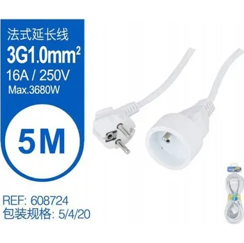 Napájecí kabel Prodlužovací Kabel KDE 5 m 1 ks zásuvek bílý