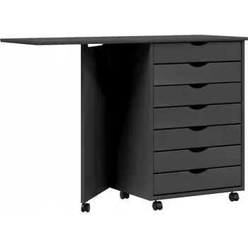 Komoda Skříňka se stolem MOSS, šedá, 105,5 x 39 x 74,5 cm, 7 zásuvek