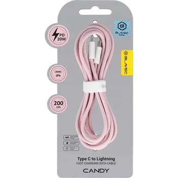 Datový kabel Kabel Blavec USB-C - Apple Lightning 2 m růžový