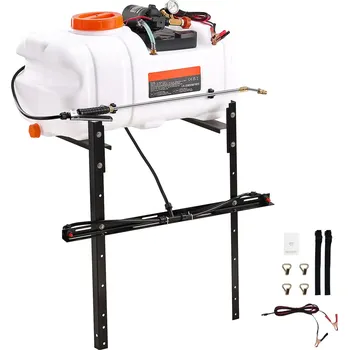 Postřikovač Zahradní postřikovač pro ATV, traktůrek, 60 l/15,9 gal, 12 V čerpadlo, nastavitelný výložník, průtok 1,9 GPM, nastavitelný tlak 0 - 72 PSI, 6,1 m hadice, VEVOK022 | bílý