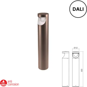 Venkovní osvětlení LED venkovní svítidlo stojící záhradní sloupek 80 cm 778 lm 2700K IP65 rezavě hnědá REDO XWALK 90783-DALI