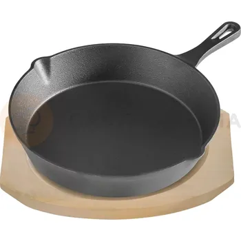 Servírovací stolek Litinová pánev s dřevěnou základnou, 255 mm | STALGAST, 049009