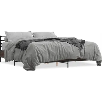 Postel Rám postele hnědý dub 203 x 203 x 74 cm s kovovými nohami