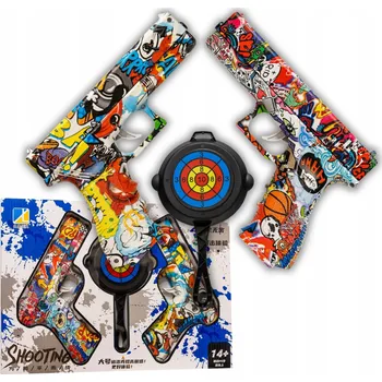 Dětská zbraň SADA 2X GELOVÁ KULIČKOVÁ PISTOLE + TERČ PRO DĚTI BEZPEČNÁ VELKÁ