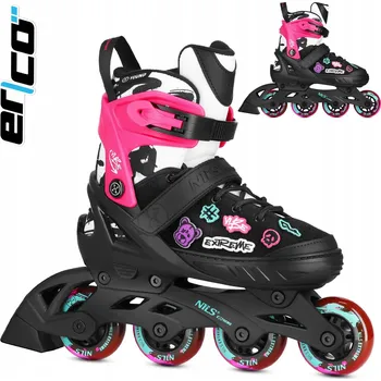 Kolečkové brusle BRUSLE 2V1 NASTAVITELNÉ PRO DĚTI KOLEČKOVÉ BRUSLE KOLEČKA KAUČUK + NÁŠIVKY