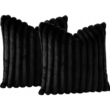 Polštář DEKORATIVNÍ SAMETOVÝ POVLEK NA POLŠTÁŘ MĚKKÝ 45X45CM ČERNÝ 2KS