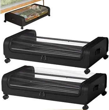 Úložný box 2 ks ORGANIZÉR ÚLOŽNÝ BOX NA KOLEČKÁCH POD POSTEL SKŘÍŇ ČERNÝ