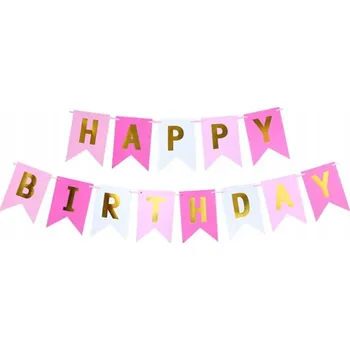 Banner Girlanda Narozeninová Happy Birthday růžová 3m