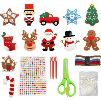 kreativní sada Vánoční sada na šití pro děti 12 Ks plst DIY, učení šití 6+