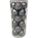 DECOLED Plastové koule, prům. 8 cm, šedá, 12x matná, 12x glitter