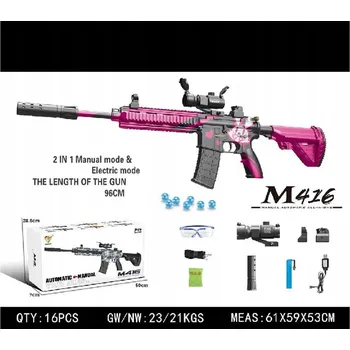Puška M416 Růžová na Vodní Kuličky + Příslušenství RAMIZ