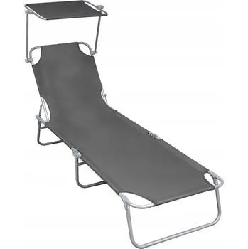 Zahradní lehátko Zahradní skládací lehátko s stříškou Stylo SD-49767 – polohovací, textilene - šedá