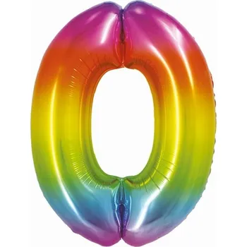 Balónek Fóliový balónek SMART ČÍSLICE 0 Duhový 76 cm GODAN