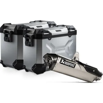 Pouzdro na brýle SW MOTECH TRAX ADV aluminum case system + Akrapovic Silver. 45/37 l. Triumph Tiger 900 (19-2