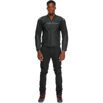 Sport DAINESE RACING 5 S/T PERF. LEATHER JACKET # BLACK/BLACK/BLACK - 55T