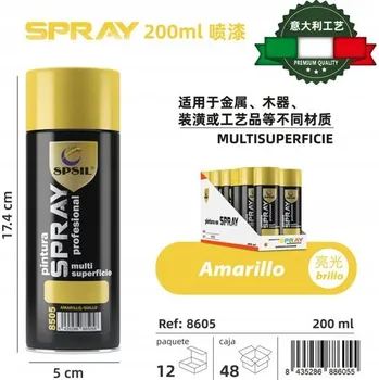 Barva ve spreji Žlutý lesklý lak ve spreji 200 Ml 6 Ks