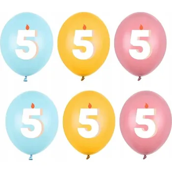 Balónek Id_5545 6x LATEXOVÉ BALÓNKY 30 cm BALÓNEK ČÍSLICE 5 PĚT NAROZENINY SVÍČKA
