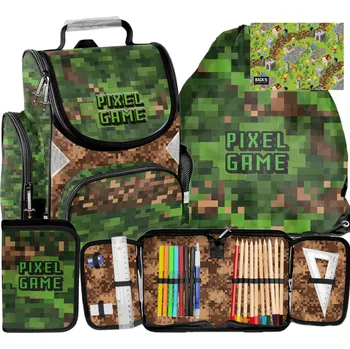 Školní batoh Školní aktovka jednokomorová Paso Minecraft s reflexními prvky