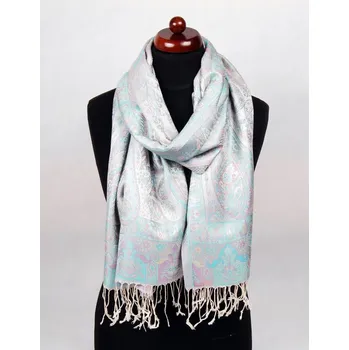 Šála Hedvábná šála Super velká smetanovo-tyrkysová