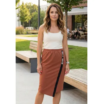 Dámská sukně Dámská sukně KIXMI SIBILA HNĚDÁ/KRÉMOVÁ XXL