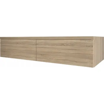 Komoda Konzolový Stolek, toaletní stolek, závěsná komoda, dvě zásuvky, dub sonoma, šířka 90 cm