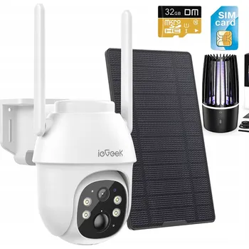 IP kamera Venkovní otočná solární kamera GSM 3G 4G LTE SIM 2K 3MPx + 32 GB karta