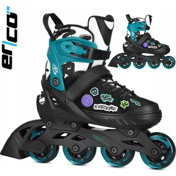 Kolečkové brusle BRUSLE 2V1 NASTAVITELNÉ PRO DĚTI KOLEČKOVÉ BRUSLE KOLEČKA KAUČUK + NÁŠIVKY