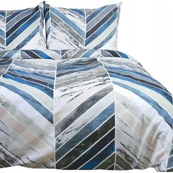 Povlečení Povlečení bavlněné 160x200 BAVLNA 100% geometrický vzor modré cikcaky