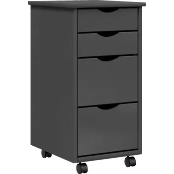 Komoda Mobilní Skříňka se Zásuvkami na Kolečkách MOSS, 34x39x65,5 cm, Šedá