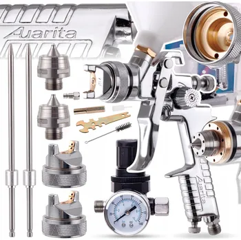 Stříkací pistole LAKOVACÍ PISTOLE HVLP SADA 2 TRYSKY 1,4 A 1,7 MM, REDUKTOR, PRO LAKOVÁNÍ