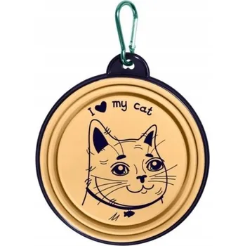 Miska pro psa Skládací cestovní miska pro kočky silikonová skládací miska s motivem kočky, cestovní vychytávka