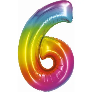 Balónek Fóliový balónek SMART ČÍSLICE 6 Duhový 76 cm GODAN