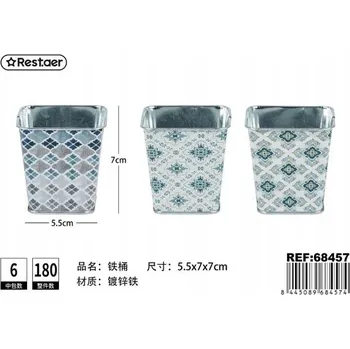 Květináč Dekorativní kovový košík se vzorem 5,5 x 7 cm