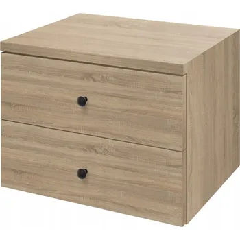 Noční stolek Noční stolek závěsný se dvěma zásuvkami s úchytkou, dub sonoma, šířka 50 cm