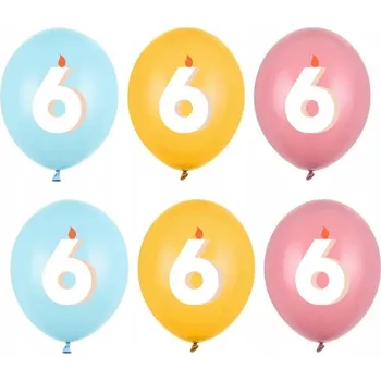 Balónek Id_5546 6x LATEXOVÉ BALÓNKY 30 cm BALÓNEK ČÍSLICE 6 ŠESTKA NAROZENINY SVÍČKA