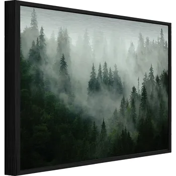 Obraz OBRAZ NA KOVU V ČERNÉM RÁMU LES V MLZE PŘÍRODA OBÝVACÍ POKOJ LOŽNICE 150x100