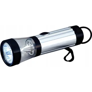 LED HLINÍKOVÁ SVÍTILNA S HÁKEM PRO KEMPOVÁNÍ TURISTIKU, NAPÁJENÁ 3xAA BATERIE, STŘÍBRNÁ