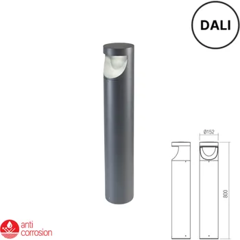 Venkovní osvětlení LED venkovní svítidlo stojící záhradní sloupek 80 cm 778 lm 2700K IP65 tmavě šedá REDO XWALK 90782-DALI