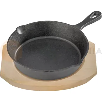 Servírovací stolek Litinová pánev s dřevěnou základnou, 200 mm | STALGAST, 049008