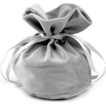 Dárkový pytlík měšec 14x16 cm sametový, střední, 5 šedá světlá