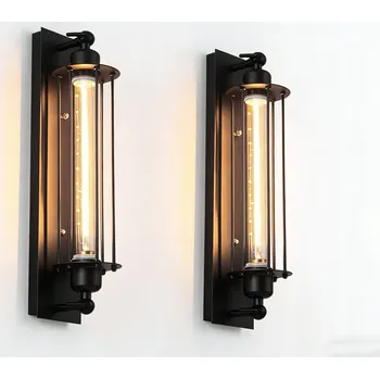 Nástěnné svítidlo 2 ks Nástěnné svítidlo Retro černé Loft retro Lampa teplá bílá E27