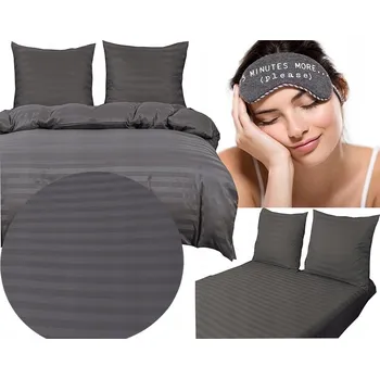 Povlečení Hotelové Povlečení z damašek s proužky 200x220 TMAVĚ ŠEDÁ, OCELOVÁ