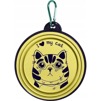 Miska pro psa Skládací cestovní miska pro kočky silikonová skládací miska s motivem kočky, cestovní vychytávka