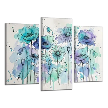 Obraz Obraz na plátně Modré máky , třídílný 4421CX