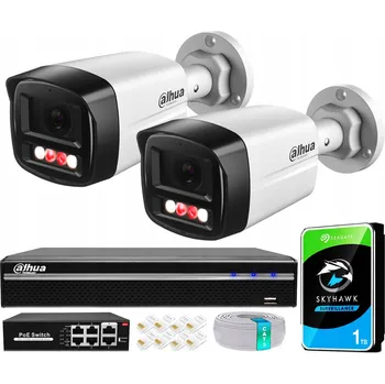 IP kamera SADA KAMER DAHUA PRO MONITORING, 2 IP POE KAMERY 4Mpx, TRUBICE DUAL LED, 1TB